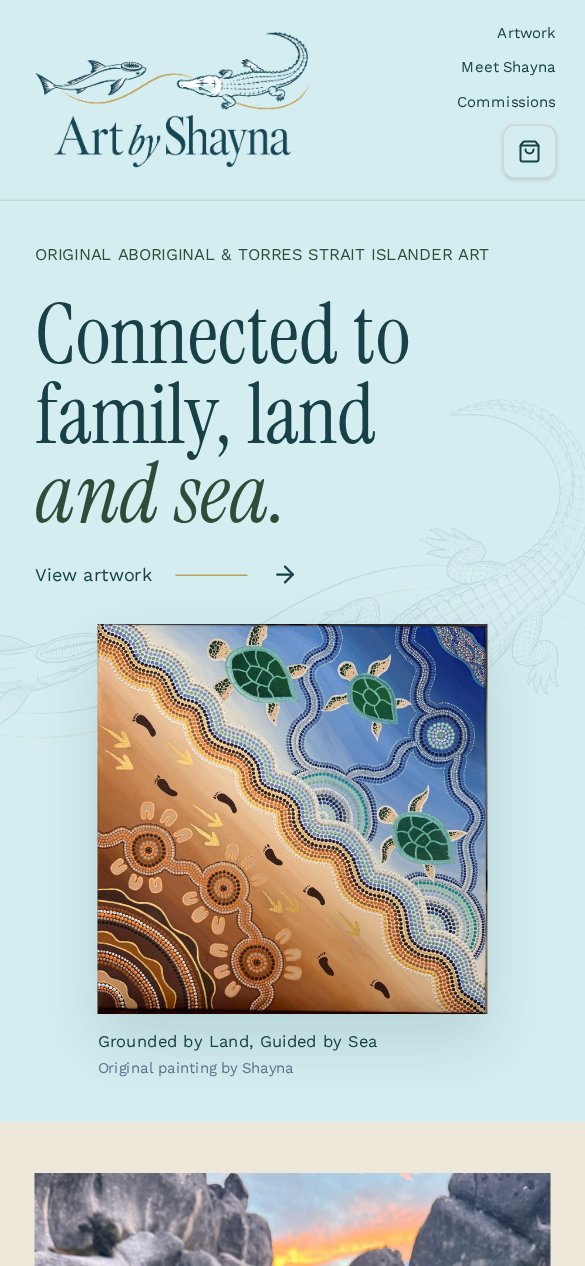 Art by Shayna website — mobile view
